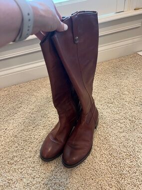 INC International Concepts Brown Leather Knee-High Riding Boots